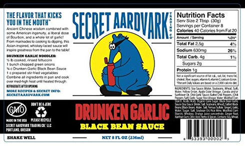 Secret Aardvark Drunken Garlic Black Bean Sauce - Garlic Hot Sauce, Stir Fry Sauce, Low Carb, Gluten-Free, 8 fl oz 2