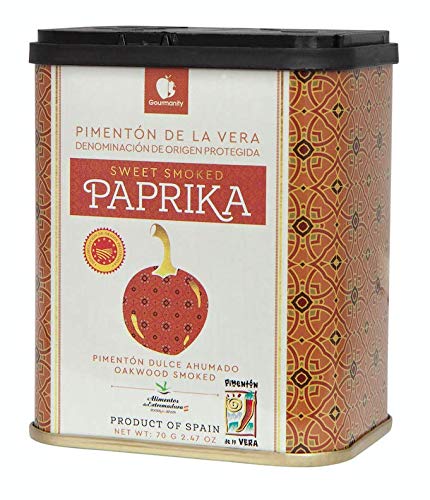 2.5 oz Gourmanity Spanish Sweet Smoked Paprika Powder Tin, Premium Oak Wood Smoked Seasoning for Adding Depth, Flavor
