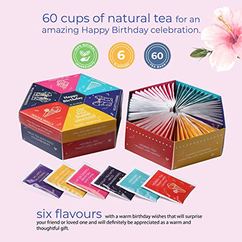 Sets Set Pack 60 Acorus Happy Birthday Tea Gift | Assorted Tea Birthday Present to Those Who We Care about | Herbal