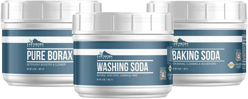 Earthborn Elements Washing Soda, Borax, and Baking Soda Tubs Bundle, (2 lb