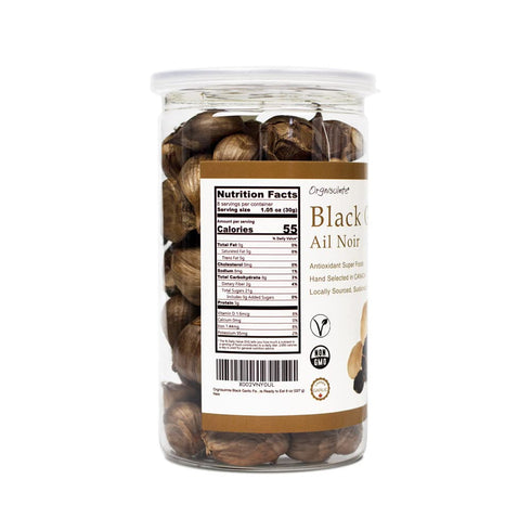 Orgnisulmte Canada Black Garlic 8 oz, Fermented for 90 Days, 100% Natural Multi Clove Garlic
