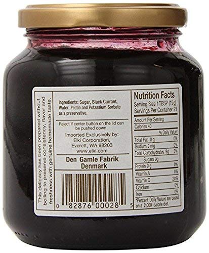 Elki's Gourmet 13.4 Scandinavian Delights Preserves, Black Currant , Ounce