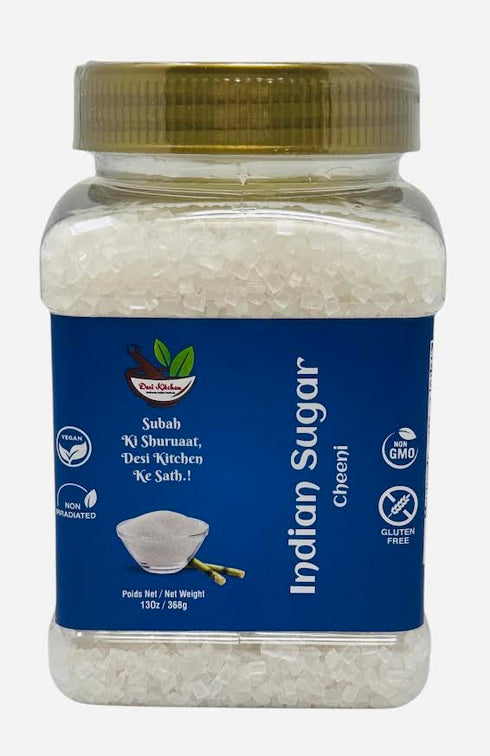 DESI KITCHEN AUTHENTIC INDIAN PRODUCTS Desi Kitchen Indian White Sugar (Cheeni)~ 13oz/368g, NON-GM), Gluten Free, Non Irradiated,