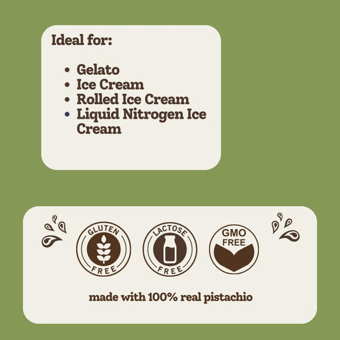 (500g, 1.1 lbs) Reduced Pistachio Paste Flavoring for Gelato, Rolled Ice Cream, and Ice Cream. Made with Natural