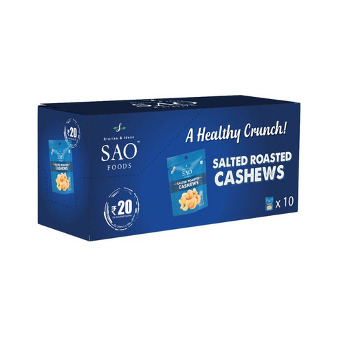 Stories & Ideas SAO Foods 3.5 oz Pack 10 Packs SAO Foods Salted & Roasted Cashews | of Small | Healthy Dry Fruit Snacks