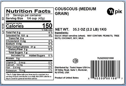 2.2 lb (Pack 2) Yupik Couscous, Medium Grain