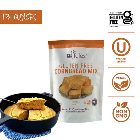 9 13 gfJules Certified Gluten Free Cornbread Baking Mix | No Grit, Non-GMO, Vegan | Certified Top Allergen-Free