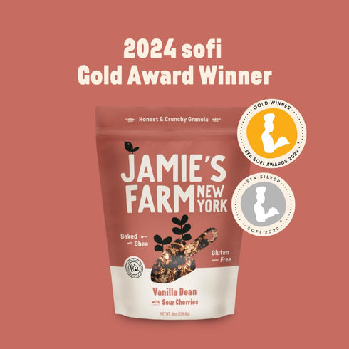 (8oz Jamie's Farm, Vanilla Bean with Sour Cherries Granola, Gluten-Free, Baked with Ghee Bag)