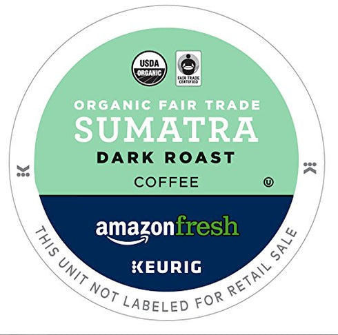 Amazon Fresh 80 AmazonFresh Ct. Organic Fair Trade K-Cups, Sumatra Dark Roast, Keurig K-Cup Brewer Compatible