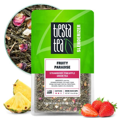 Tiesta Tea - Fruity Paradise | Strawberry Pineapple Green Tea | Premium Loose Leaf Blend, 1.6oz Resealable Pouch