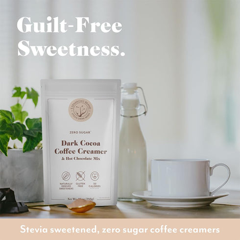 5 10 oz SPARROWS Healthy Sugar-Free Coffee Creamer Powder (Dark Hot Chocolate) - Stevia-Sweetened, Zero Sugar