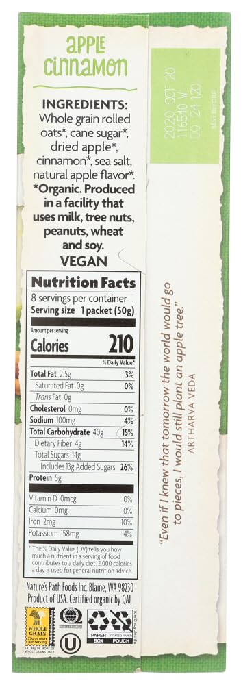 (Pack 3) 14 Oz. Nature's Path Organic Hot Oatmeal, Apple Cinnamon