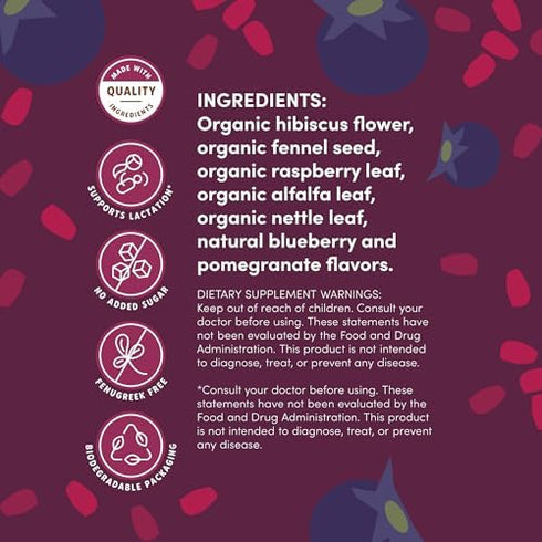 Oat Mama Lactation Tea for Breastfeeding Moms - Blueberry Pomegranate | Organic Lactation Support & Postpartum Recovery