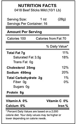 16 Troyer Mild Beef Sticks, Ounce Bag