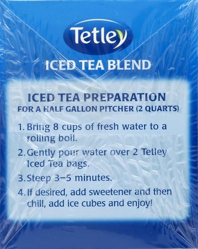 24 Tetley Black Tea, Iced Tea Blend, Family Size, Round Tea Bags