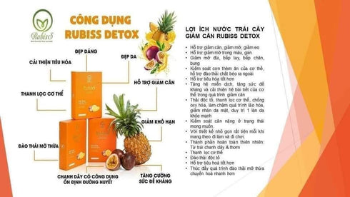 Generic 12 packets Nuoc ep Chanh Dy Rubiss Detox Fruit Drink Mix, Orange Box
