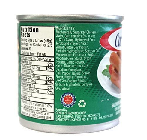 Carmela 5 oz (Pack 16) Chicken Sausage and Bouillon, Natural Smoke Flavor
