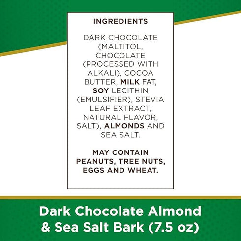 Bark-1 lb Lovers(16 oz) Gourmet Sugar Free Dark Chocolate Almond and Sea Salt Deliciously Crafted for a Guilt-Free
