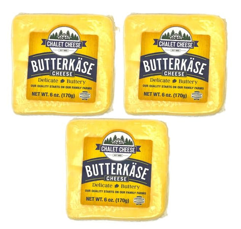 Butter Kaese Cheese 3-Pack German-Style, Mild & Creamy, Melt in your Mouth,