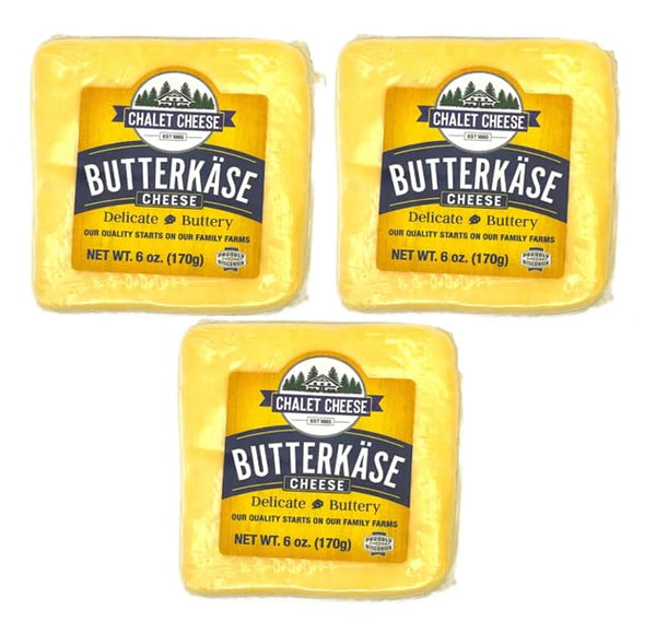Butter Kaese Cheese 3-Pack German-Style, Mild & Creamy, Melt in your Mouth,