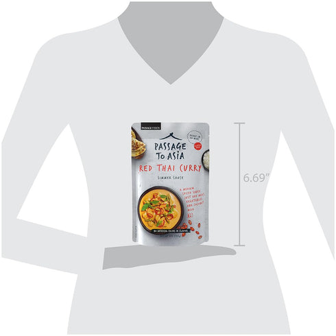 Simmer 198g PASSAGE TO ASIA Curry Sauce - Authentic Red Thai Curry Sauce - Medium Spiced Thai Food - Quick Meals - No