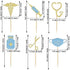 BoningNEW 24 Pcs Blue Gold Nursing Cupcake Toppers for Medical Rn Themed Cake Picks Nursing Themed Birthday Party