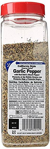 22 oz McCormick California Style Garlic Pepper, Kosher Certified by OU with Shaker Made in USA