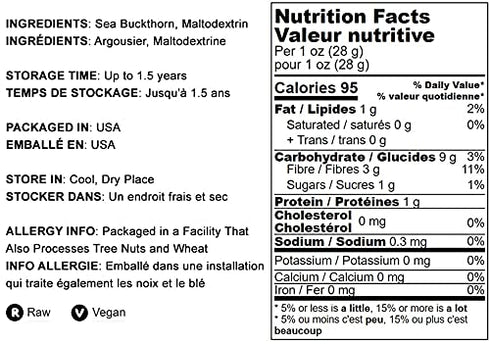 1 Food to Live Sea Buckthorn Juice Powder, Pound - Made from Raw Dried Berries, Unsulfured, Vegan, Bulk, Great