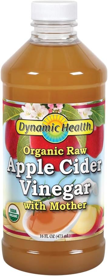 Dynamic Health Certified Organic Raw Apple Cider Vinegar with Mother | Unfiltered,