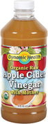 Dynamic Health Certified Organic Raw Apple Cider Vinegar with Mother | Unfiltered,