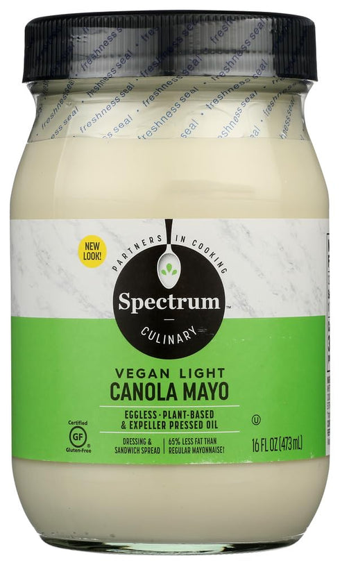 Mayonnaise, Canola, Light, Eggless, Vegan, 16 oz. by Spectrum Naturals Condiments