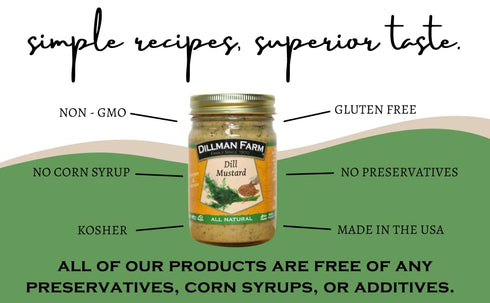 13oz (Pack 3) Dillman Farm All Natural Gourmet Dill Mustard - Gluten-Free, Non-GMO, Vegan, Kosher, Eco-Friendly