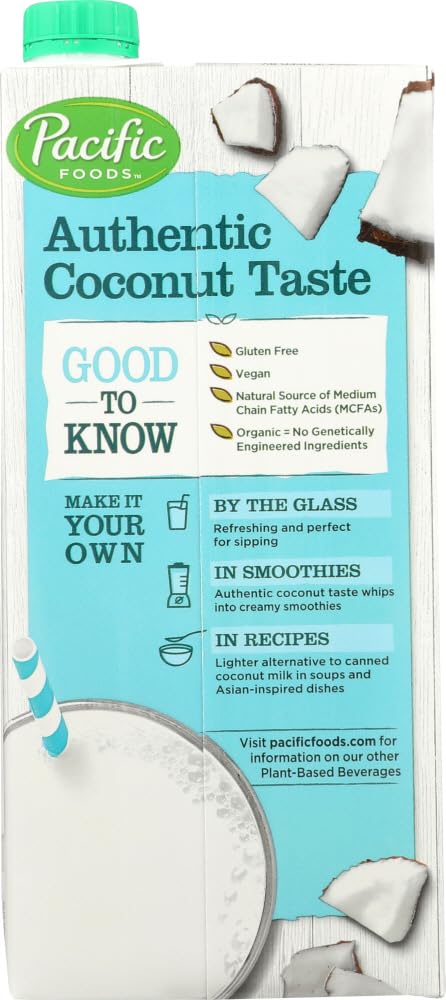 Pacific Natural Foods 32 oz 2 Organic Coconut Beverage Unsweetened Original -- fl - pc
