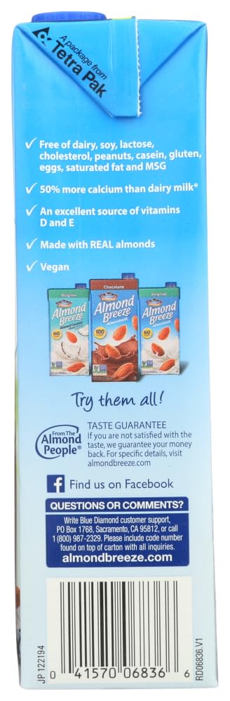 32 oz Blue Diamond Natural Almond Breeze Non-Dairy Beverage Vanilla - fl