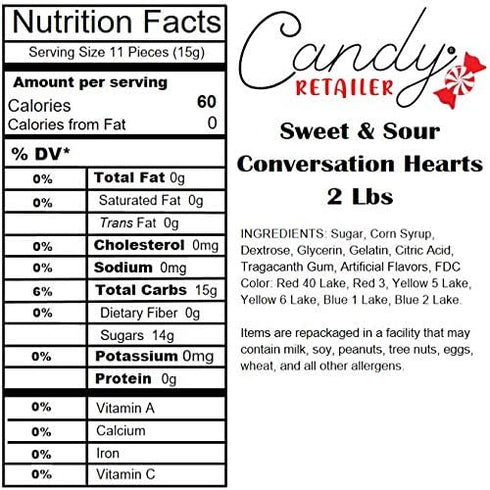 2 Lbs. Candy Retailer Sweet & Sour Conversation Hearts