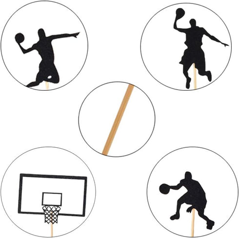 Basketball Cupcake Toppers - 24PCS Fruit Food Dessert Picks Cake Topper for Boys Kids Birthday Sport Theme
