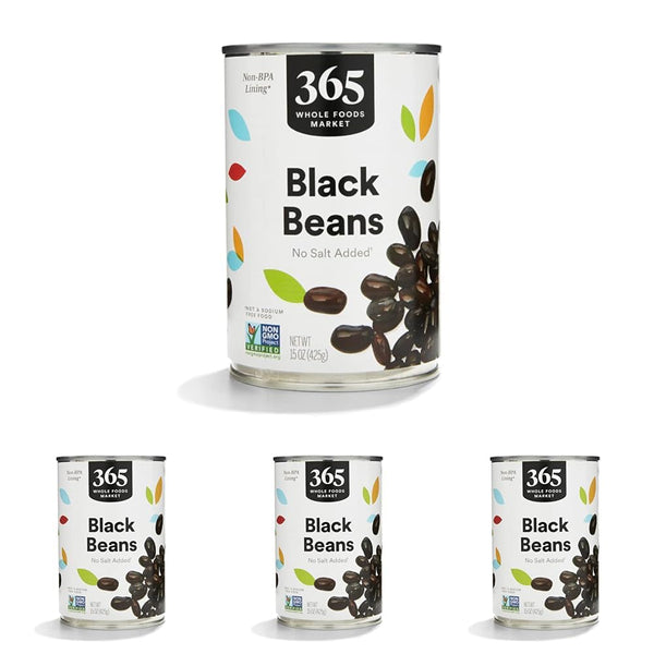 365 by Whole Foods Market, Unsalted Black Beans, 15 Ounce (Pack of