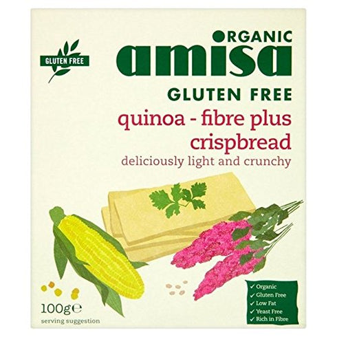 Amisa Organic Gluten Free Quinoa Fibre Plus Crispbread 100g - Pack of 2