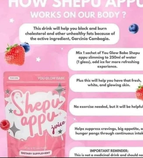 Generic 20 20g Sachets You Glow Babe Shepu APPU Juice each