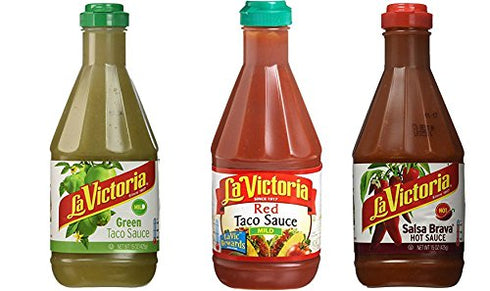 La Victoria Taco Sauce Variety Pack of 3 Mild Red Hot Red and Mild