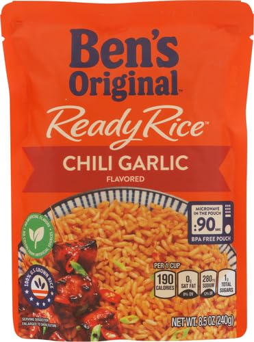 8.5 oz BEN'S ORIGINAL Ready Rice Chili Garlic Flavored Rice, Easy Dinner Side, Pouch