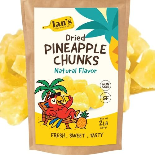 IAN's Dried Pineapple Chunks (2lb) Sweetened With Natural Cane Sugar - Dehydrated