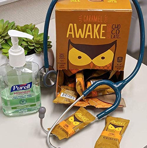 1 1/2 50 AWAKE Caffeinated Chocolate Bites, Caramel Chocolate Energy Snack, Bite Equals Cup of Coffee, Bites