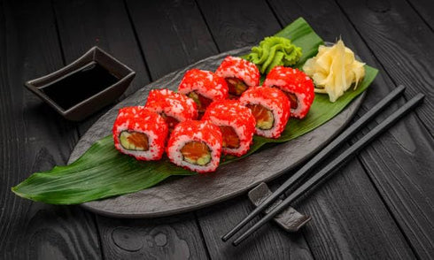 (50g Genki Red Tobiko Flying Fish Roe Premium Wild-Caught Taiwanese Caviar with Crisp Pop Texture for Sushi, Nigiri