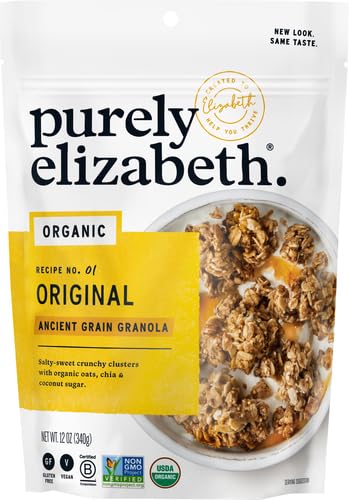 (12oz (Pack 2) Purely Elizabeth, Organic Original, Ancient Grain Granola, Gluten-Free, Non-GMO Bag)