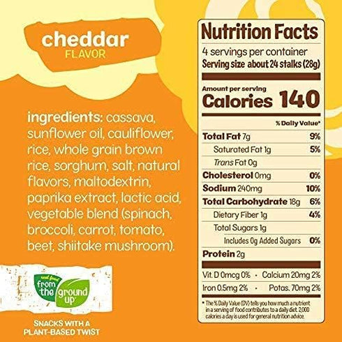 6 Count, 4oz Real Food From The Ground Cauliflower Stalks - Bags (Cheddar)