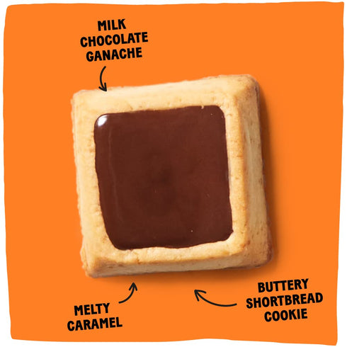 15 Michel et Augustin Cookies, Individually Wrapped Snacks, Gourmet Milk Chocolate & Caramel Shortbread, French Butter