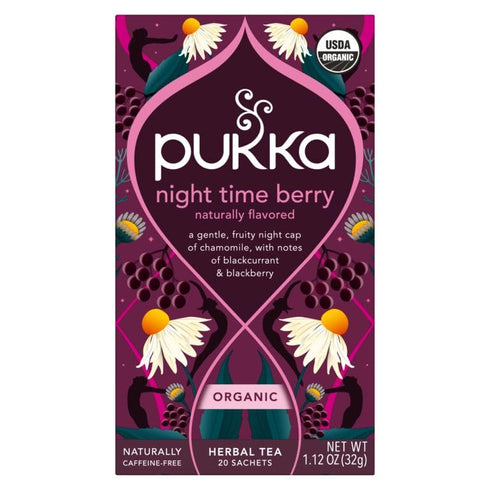 Set 80 (20ct Pack 4) Pukka Night Time Berry Organic Herbal Tea, Soothing Infusion With Chamomile, Lavender