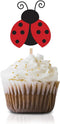 Ladybug Cupcake Topper Picks, 24-Pack, Red Ladybugs for Baby Shower Birthday Party Decorations for Boys and Girls