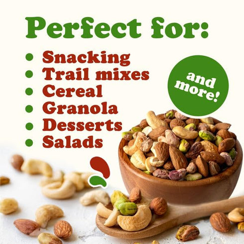 8 Food to Live Nut Lovers Mix, Ounces Premium Dry Roasted Pistachios No Shell, Almonds and Cashews Blend. No Salt